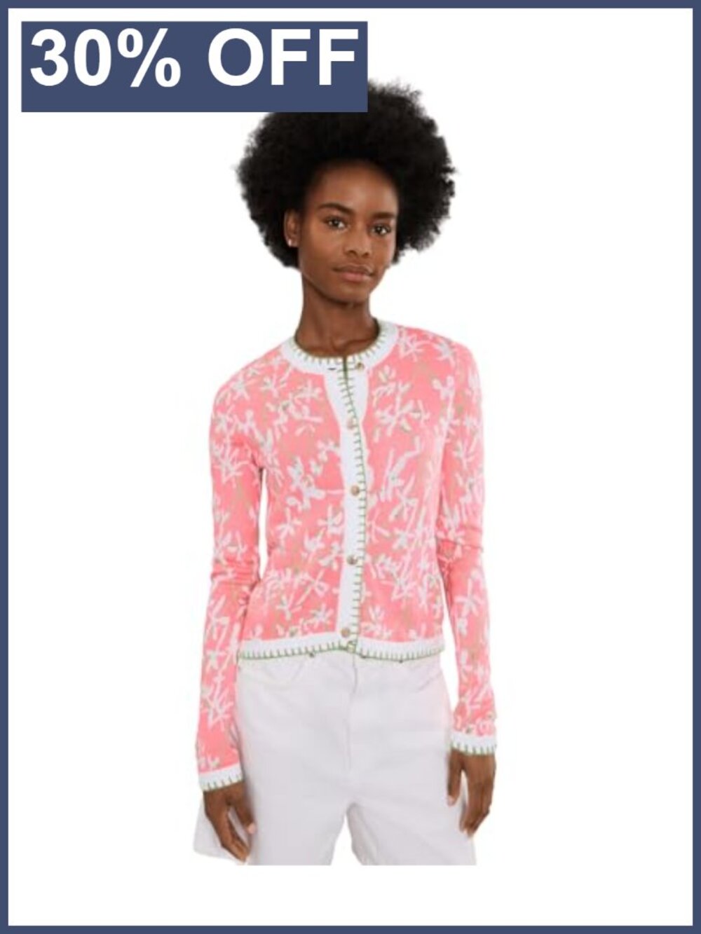 Lilly Pulitzer Manzie Cardigan Crew Neck Button Front